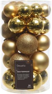 Decoris kerstbal plastic gl-mt-glitter licht goud Goudkleurig