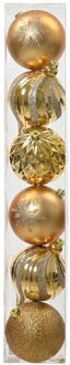 Decoris Kerstbal plc d15 cm licht goud 6st kerst Geel