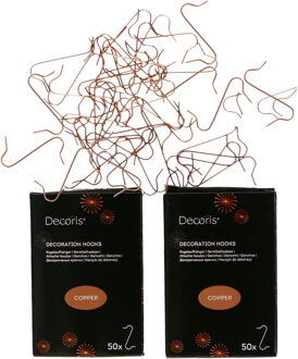 Decoris Kerstbalhaakjes - 100x - koper - kerstballen ophang haakjes
