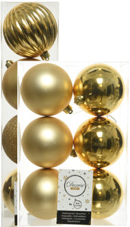 Decoris kerstballen 10x stuks goud 8-10 cm kunststof - Kerstbal Goudkleurig