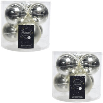 Decoris Kerstballen - 12x - 6 stuks - zilver - glans en mat - 8 cm