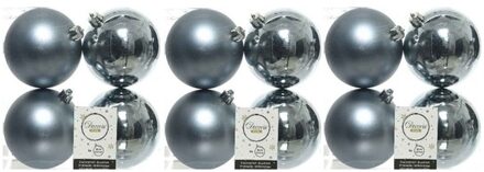Decoris Kerstballen - 12x st - grijs blauw - D10 cm - kunststof - kerstversiering