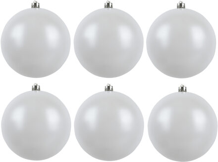 Decoris kerstballen - 12x st - wit - 6 cm - kunststof - mat en glans - kerstversiering