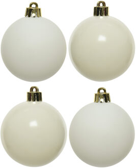 Decoris kerstballen - 12x st - wol creme wit - 6 cm - kunststof - mat/glans - kerstversiering