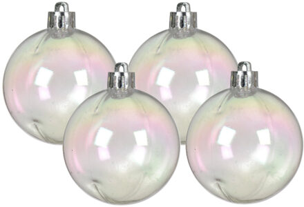Decoris kerstballen - 12x stuks - 10 cm - transparant parelmoer - kunststof
