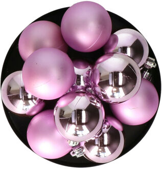 Decoris kerstballen - 12x stuks - 6 cm - lila paars - kunststof