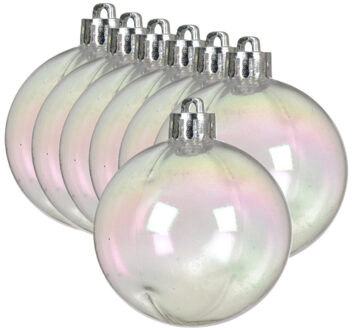 Decoris kerstballen - 12x stuks - 6 cm - transparant parelmoer - kunststof