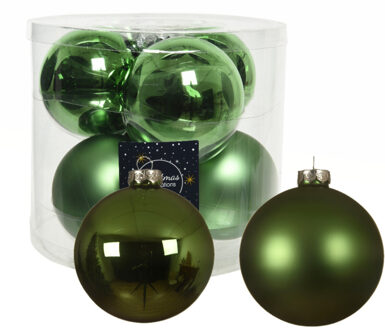 Decoris kerstballen - 16x st - groen - D10 cm - glas - kerstversiering