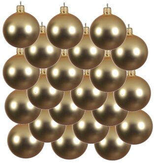 Decoris kerstballen - 18x - goud - 8 cm - glas - mat - velvet - kerstversiering Goudkleurig