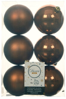 Decoris Kerstballen - 18x st - kaneel bruin - D8 cm - kunststof - kerstversiering