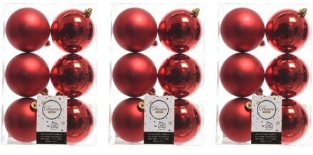 Decoris Kerstballen - 18x st - rood - D8 cm - kunststof - kerstversiering