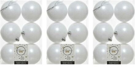 Decoris Kerstballen - 18x st - wit - D8 cm - kunststof