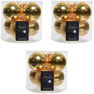 Decoris Kerstballen - 18x stuks - goud - D8 cm - glas - glans en mat - kerstversiering