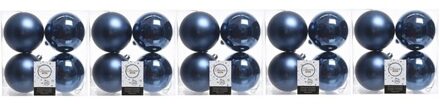 Decoris Kerstballen - 20x st - donkerblauw - 10 cm - kunststof - kerstversiering