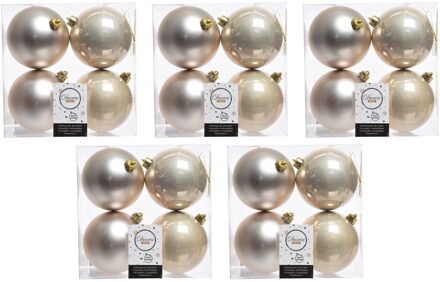 Decoris Kerstballen - 20x st - licht champagne - 10 cm - kunststof