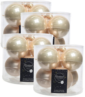 Decoris Kerstballen - 24x - glas - 6 stuks - champagne - 8 cm
