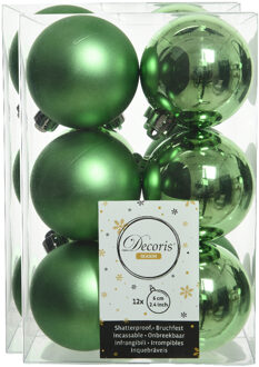 Decoris kerstballen - 24x st - groen - D6 cm - kunststof - kerstversiering