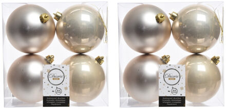 Decoris Kerstballen - 24x st - licht parel/champagne - 10 cm - kunststof - kerstversiering