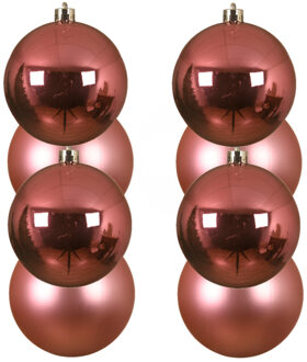Decoris Kerstballen - 24x st - lippenstift roze - D10 cm - kunststof - kerstversiering