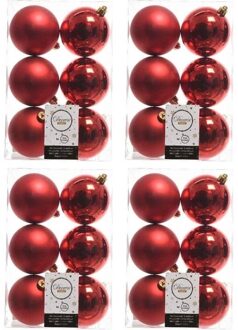 Decoris Kerstballen - 24x st - rood - D8 cm - kunststof
