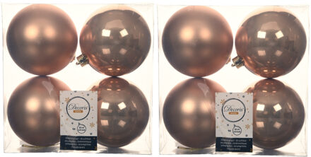 Decoris Kerstballen - 24x st - toffee bruin - D10 cm - kunststof - kerstversiering