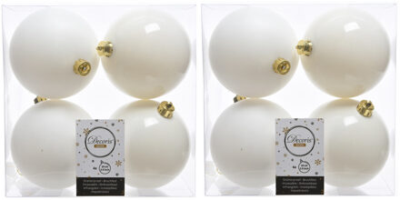 Decoris Kerstballen - 24x st - wol wit - 10 cm - kunststof - kerstversiering
