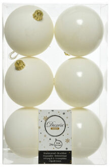 Decoris Kerstballen - 24x st - wol wit - 8 cm - kunststof - kerstversiering