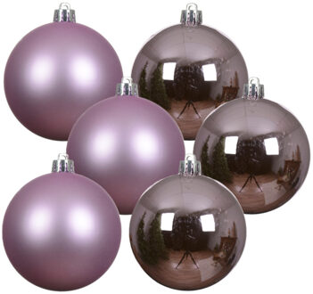 Decoris kerstballen - 24x stuks - 6 cm - lila paars - kunststof