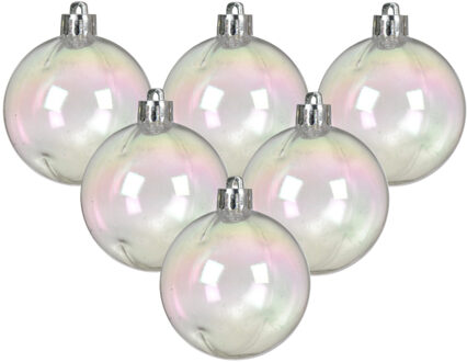 Decoris kerstballen - 24x stuks - 6 cm - transparant parelmoer - kunststof