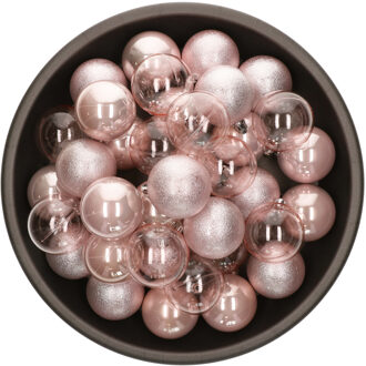 Decoris Kerstballen - 25x stuks - 6 cm - kunststof - lichtroze
