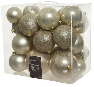 Decoris Kerstballen - 26ST - licht parel|champagne - kunststof Beige