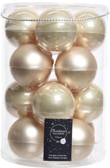 Decoris kerstballen - 26x stuks - glas - champagne - 8 cm Beige