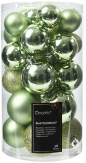 Decoris kerstballen - 30x st- 4, 5 en 6 cm - groen - kunststof - Kerstbal