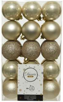 Decoris kerstballen - 30x st - champagne - D6 cm - kunststof - Kerstbal Champagnekleurig