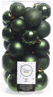 Decoris kerstballen - 30x st - donkergroen - 4-5-6 cm - kunststof - Kerstbal