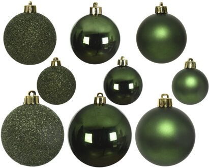 Decoris kerstballen - 30x st - donkergroen - 4-5-6 cm - kunststof - kerstversiering