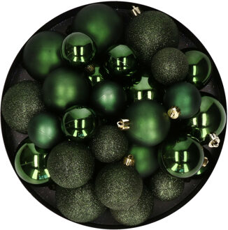Decoris kerstballen - 30x st - donkergroen - 4-5-6 cm - kunststof - kerstversiering