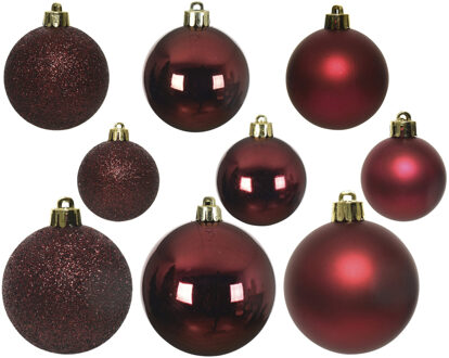 Decoris kerstballen - 30x st - donkerrood - 4-5-6 cm - kunststof - kerstversiering