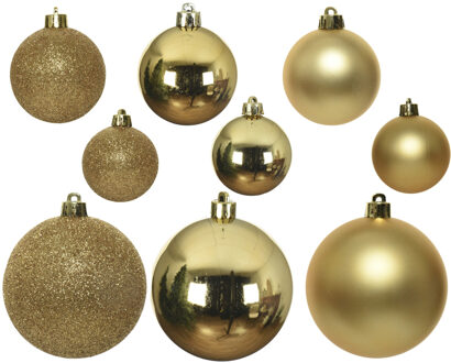 Decoris kerstballen - 30x st - goud - 4, 5 en 6 cm - kunststof - kerstversiering