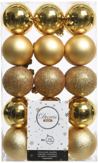 Decoris kerstballen - 30x st - goud - D6 cm - kunststof - Kerstbal Goudkleurig