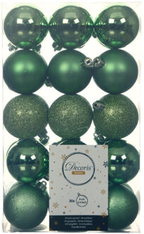 Decoris kerstballen - 30x st - groen - D6 cm - kunststof - Kerstbal