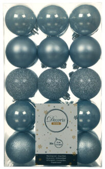 Decoris kerstballen - 30x st - lichtblauw - D6 cm - kunststof - kerstversiering