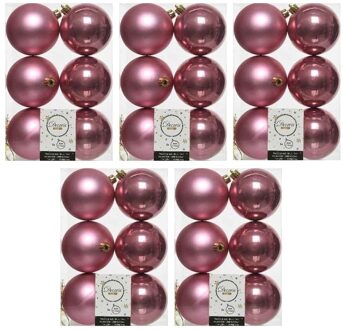 Decoris Kerstballen - 30x st - oudroze - D8 cm - kunststof - kerstversiering