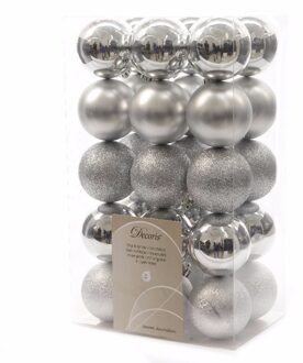 Decoris kerstballen - 30x st - zilver - D6 cm - kunststof - kerstversiering