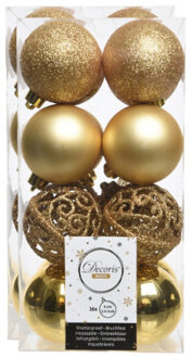 Decoris Kerstballen - 32x st - goud - D6 cm - kunststof - kerstversiering