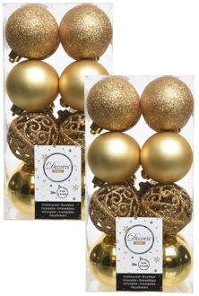 Decoris Kerstballen - 32x st - goud - D6 cm - kunststof - kerstversiering