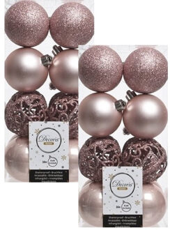 Decoris Kerstballen - 32x st - lichtroze - D6 cm - kunststof - kerstversiering