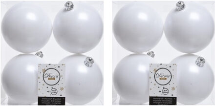 Decoris Kerstballen - 32x st - wit - 10 cm - kunststof - kerstversiering