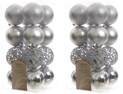 Decoris Kerstballen - 32x st - zilver - D6 cm - kunststof - kerstversiering