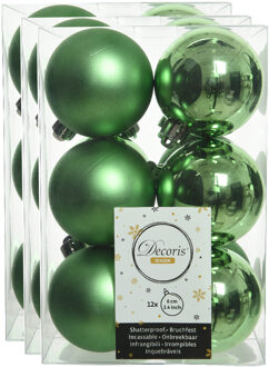 Decoris kerstballen - 36x st - groen - D6 cm - kunststof - kerstversiering